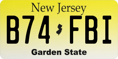 NJ license plate B74FBI