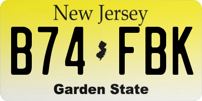 NJ license plate B74FBK