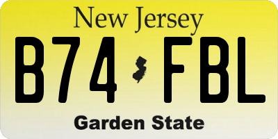 NJ license plate B74FBL