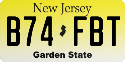NJ license plate B74FBT