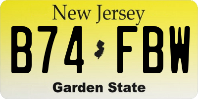 NJ license plate B74FBW