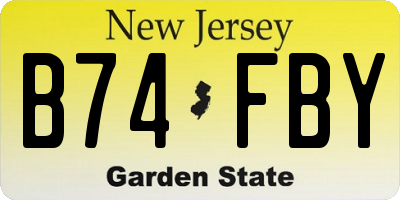 NJ license plate B74FBY