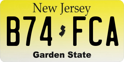 NJ license plate B74FCA