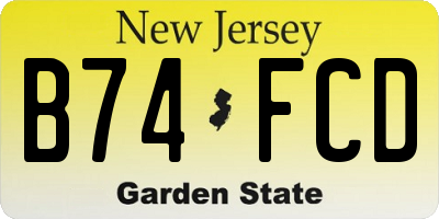 NJ license plate B74FCD