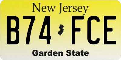 NJ license plate B74FCE