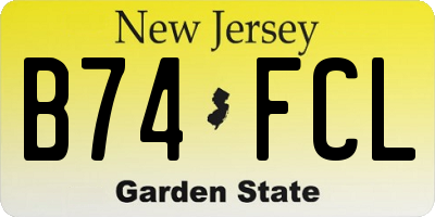 NJ license plate B74FCL