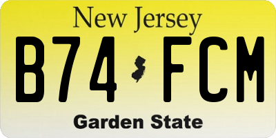 NJ license plate B74FCM
