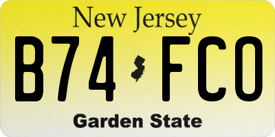 NJ license plate B74FCO
