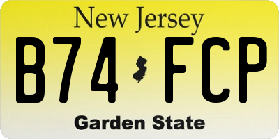 NJ license plate B74FCP