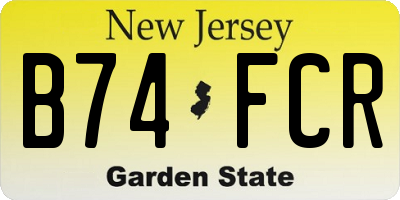 NJ license plate B74FCR
