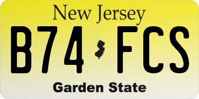 NJ license plate B74FCS
