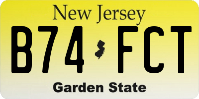 NJ license plate B74FCT
