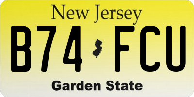 NJ license plate B74FCU