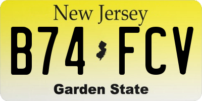 NJ license plate B74FCV