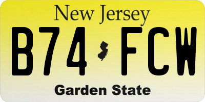NJ license plate B74FCW