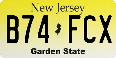 NJ license plate B74FCX