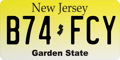 NJ license plate B74FCY