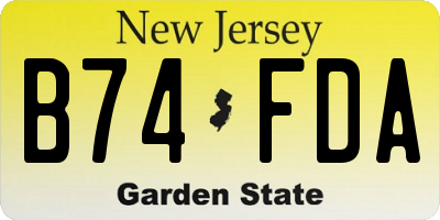 NJ license plate B74FDA
