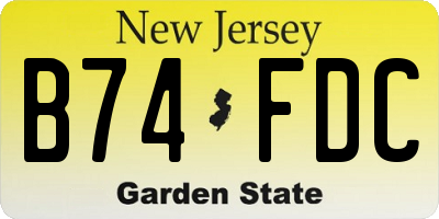NJ license plate B74FDC