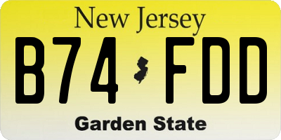 NJ license plate B74FDD