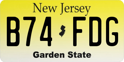 NJ license plate B74FDG
