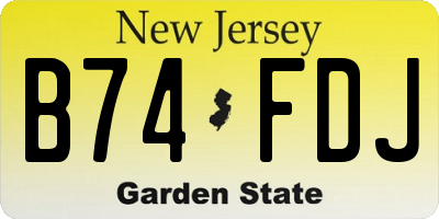 NJ license plate B74FDJ