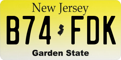 NJ license plate B74FDK