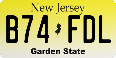 NJ license plate B74FDL