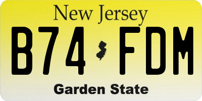 NJ license plate B74FDM