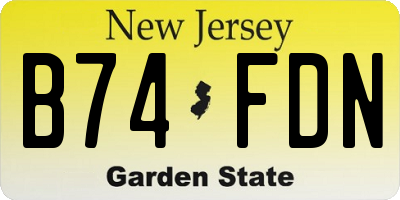 NJ license plate B74FDN