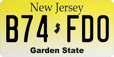 NJ license plate B74FDO