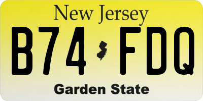 NJ license plate B74FDQ