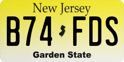 NJ license plate B74FDS