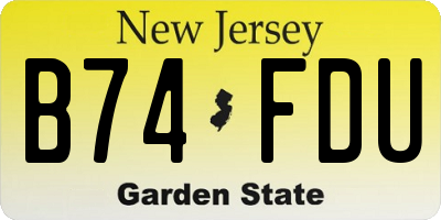 NJ license plate B74FDU