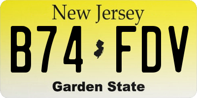 NJ license plate B74FDV