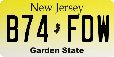NJ license plate B74FDW