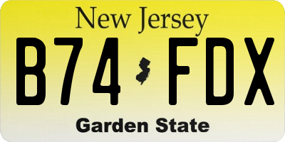 NJ license plate B74FDX