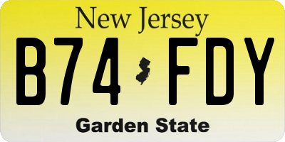 NJ license plate B74FDY