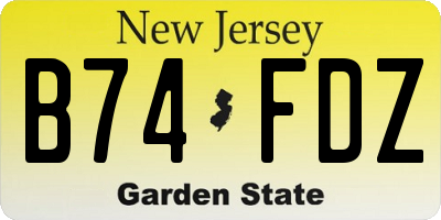 NJ license plate B74FDZ