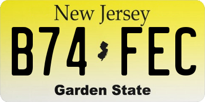 NJ license plate B74FEC