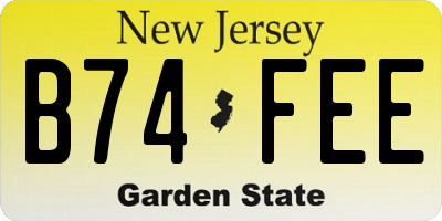 NJ license plate B74FEE