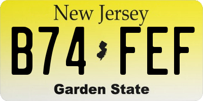 NJ license plate B74FEF