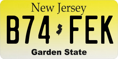 NJ license plate B74FEK