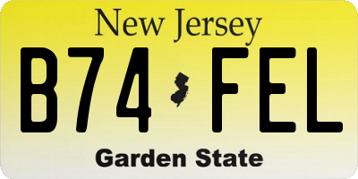 NJ license plate B74FEL