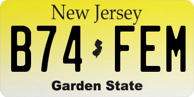NJ license plate B74FEM