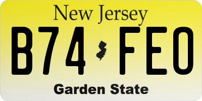 NJ license plate B74FEO