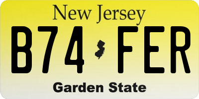 NJ license plate B74FER