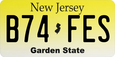 NJ license plate B74FES