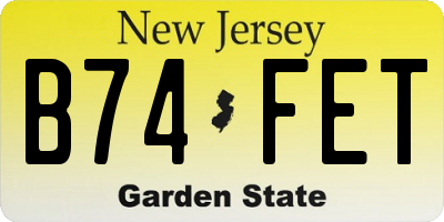 NJ license plate B74FET