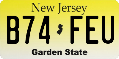 NJ license plate B74FEU